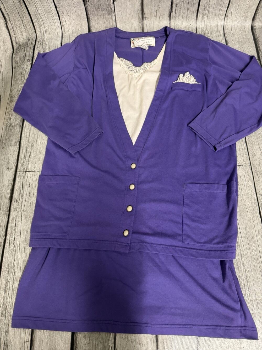 Vintage Women’s California Gold Rush 80s Layer Look Dress Purple Sz 22/24